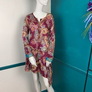 JOHNNY WAS SILK PAISLEY BOHEMIAN TUNIC